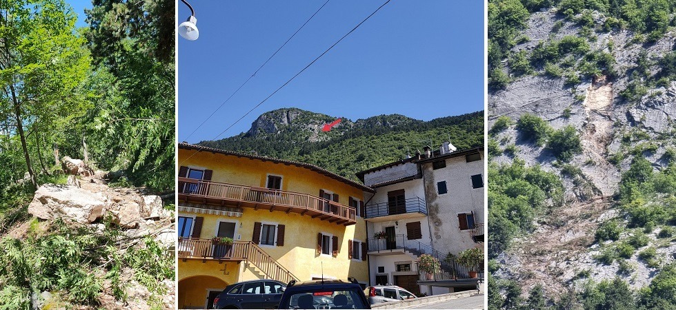 Frana sul Calisio, chiusi alcuni sentieri e danneggiata la falesia
